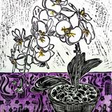 Orchids with Indian Print