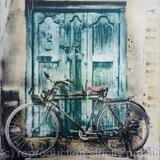 Old Green Door with Bicycle