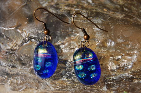 Glass Earrings Topaz Gold