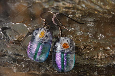 Glass Earrings Flower Bug