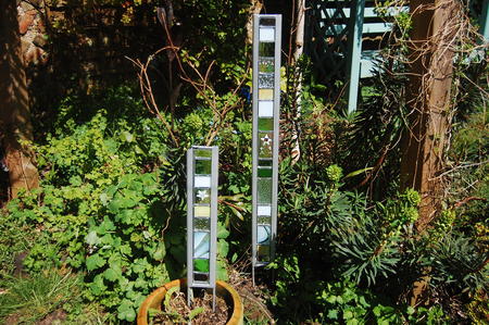 Garden Glass Green and Cream Pair