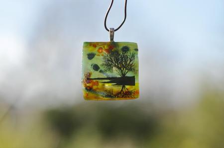 Green Autumn Tree of Life Pendant