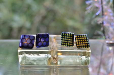 Check and Blue Honey Cuff-links