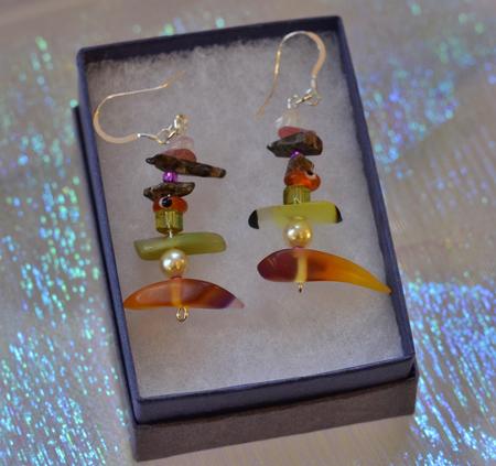 Autumn Resin and Gemstone Earrings