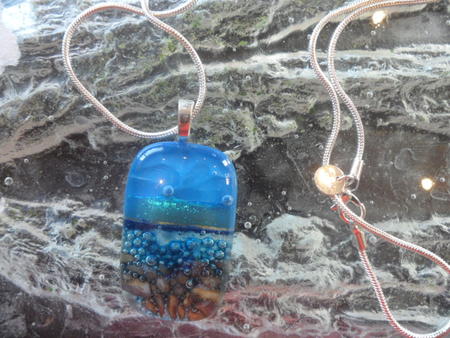 Light Blue Pendant Silver Chain