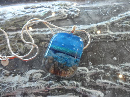 Light Blue Pendant Silver Chain 