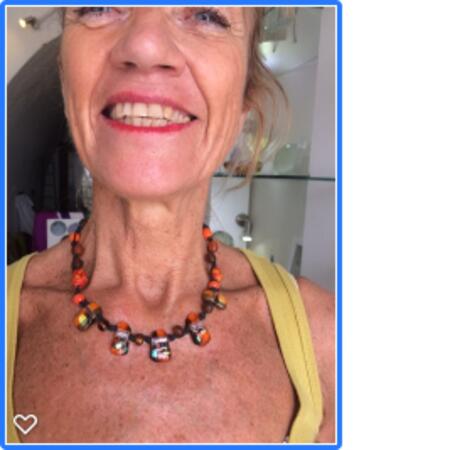 orange and brown beaded necklace