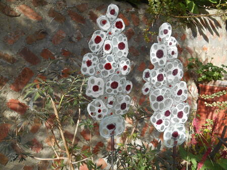 fused glass delphiniums