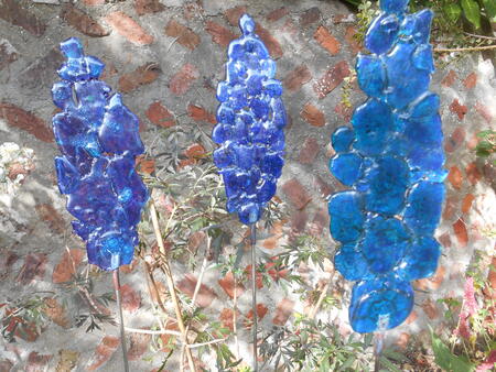 fused glass delphiniums