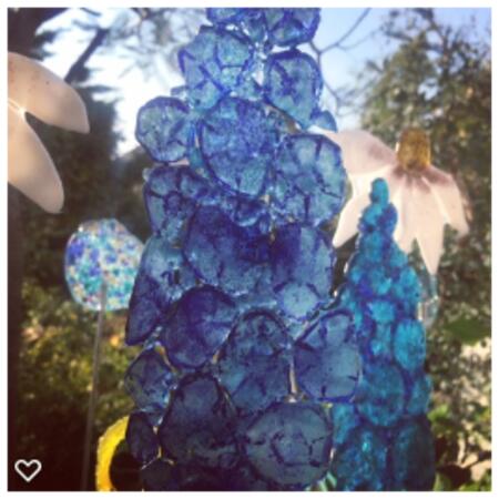 fused glass delphiniums