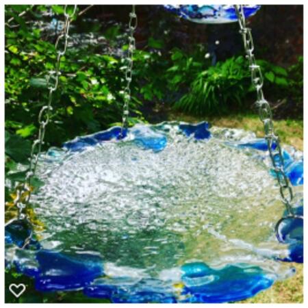 fused glass birdbath