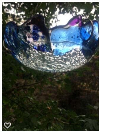fused glass birdbath