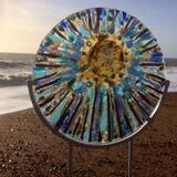 On the beach fused glass Orb