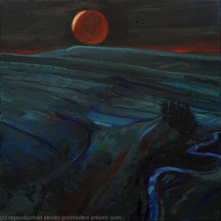 Eclipse over frozen river