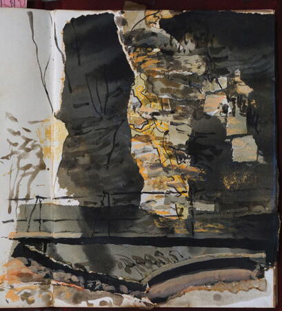 Bridge and cliff in woodland, Castle Eden Dene 1992