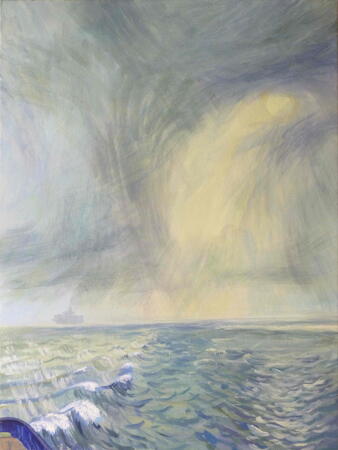 Passing a container ship north of Holland