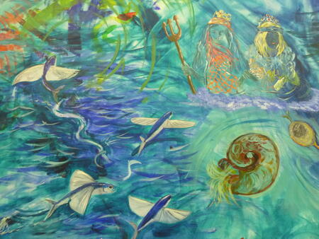 Flying fish, two sea gods and a zooplankton from the equatorial Atlantic.