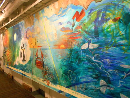 Mural temporary exhibition on board RV Polarstern, Cape Town harbour Dec 13th 2016
