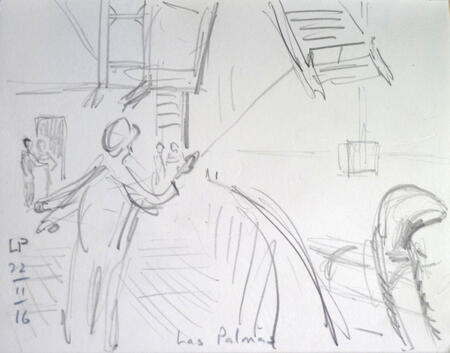 Lowering the gangplank at Las Palmas