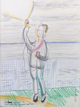 Abi launching the Radio Sonde 'Snood' balloon.