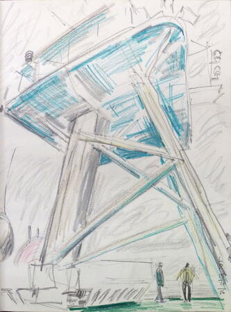 Communications mast and crows nest