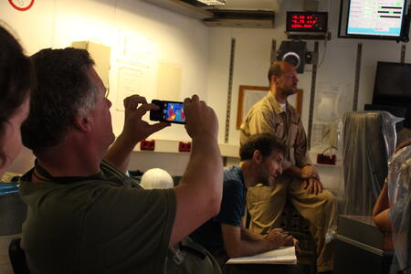 Drawing in the Winch Control Room. Photo credit I. Shestakova.