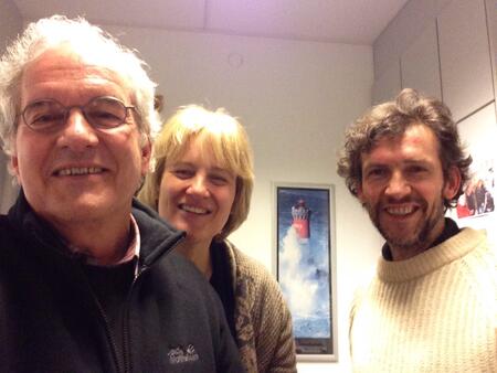 My science collaborators on the Polarstern, Karen Wiltshire and Peter Lemke. Photo credit P. Lemke.