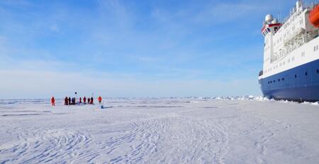 Polarstern's design habitat, the sea ice of the Antarctic and Arctic Oceans. Photo credit AWI