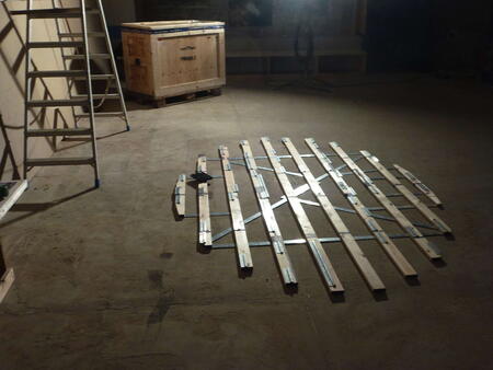 Stage 4 installation - unpacking in Blue House Museum Helgoland 16th May 2017