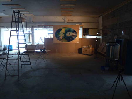 Artwork in Blue House Museum prior to unveiling ceremony