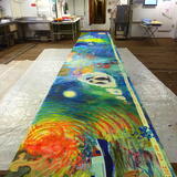 Finished expedition collaborative mural in my large studio on Polarstern below the helideck