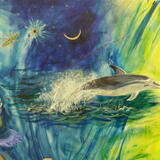 Dolphins, the moon and stars of the southern hemisphere, dinoflagelate plankton.