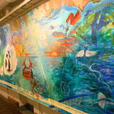 Mural temporary exhibition on board RV Polarstern, Cape Town harbour Dec 13th 2016