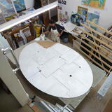 Stage3 production - priming both sides and edges of 13 'jigsaw' pieces.