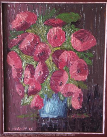 Poppies in a Blue Vase