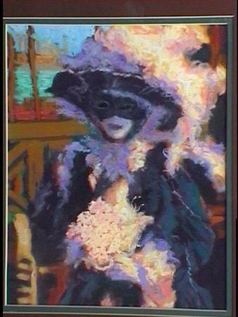 venice carnival figure in feathered hat