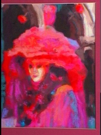 venice carnival figure in pink