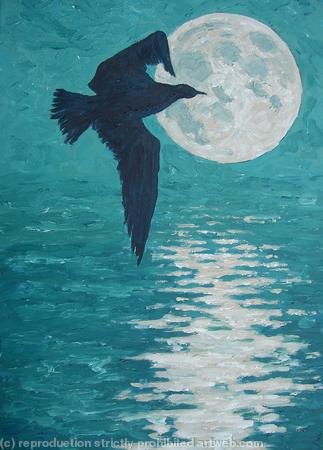 gull against reflected moon II