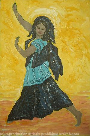 indian dancer with yellow background