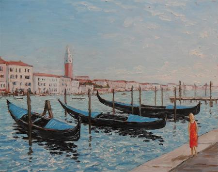 venice, view over grand cana; from della salute