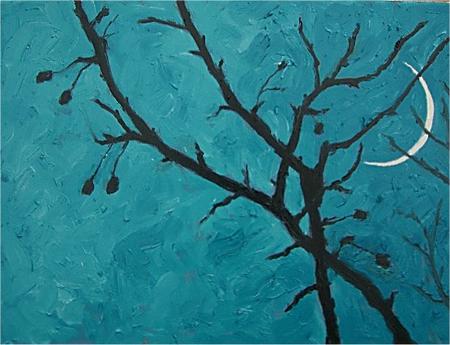 nocturne: black branch against the moon I