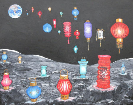 moon 6: full Earth: chinese lanterns