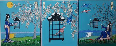 japanese tryptych 'if you love somebody, set them free'