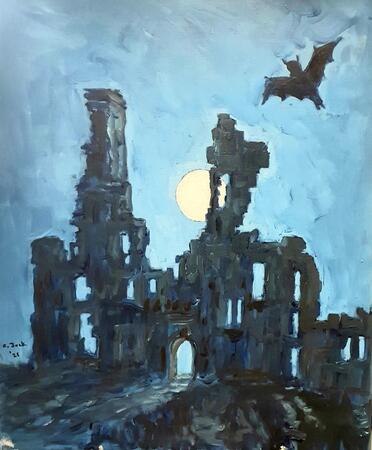 dunstanborough castle by moonlight