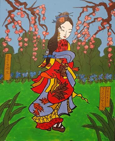 courtesan with cherry blossom