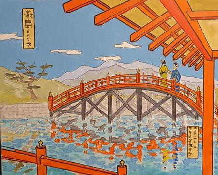 bridge at itsukushima shrine, miyajima island