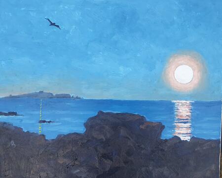 full moon rising over the firth of forth II