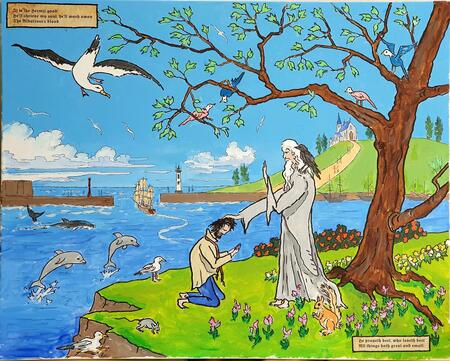 The holy hermit gives the mariner absolution, but he is condemned forever to tell his tale