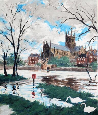 severn in flood #2,worcester