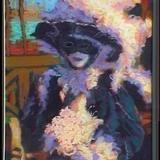 venice carnival figure in feathered hat